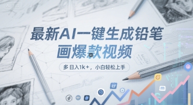 最新AI一键生成铅笔画爆款视频，多平台分发，日 入1k+，小白轻松上手【揭秘】-一起发