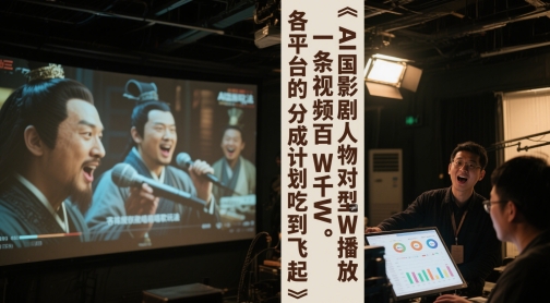 AI三国影视剧人物对口型唱歌玩法，一条视频百W千W播放，各平台的分成计划吃到飞起-一起发