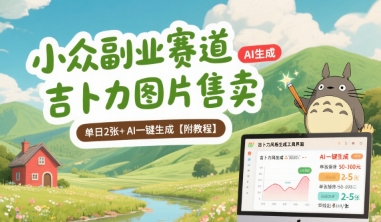 小众副业赛道 吉卜力图片售卖 单日2张+ AI一键生成【附教程】-一起发