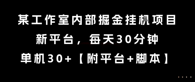 某工作室内部掘金挂G项目，新平台，每天30分钟，单机30+【揭秘】-一起发