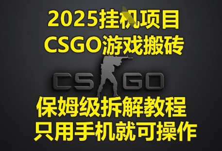 2025挂G项目,CSGO游戏搬砖,保姆级拆解教程,只用手机就可操作【揭秘】-一起发