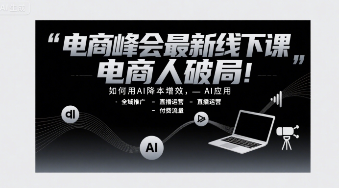 电商峰会最新线下课，电商人破局，如何用AI降本增效，AI应用-全域推广-直播运营-付费流量-一起发