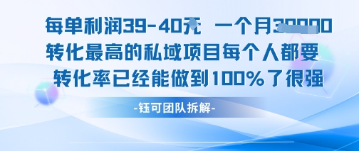 每单利润40一个月7k+转化最高的私域项目，每个人都要的产品转化率已经能做到100%-一起发