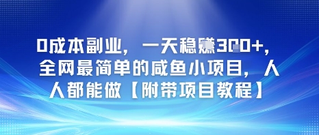 0成本副业，一天稳入3张，全网最简单的咸鱼小项目，人人都能做【附带项目教程】-一起发