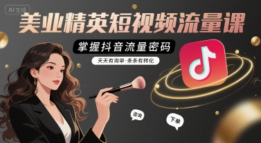 美业精英短视频流量课，掌握抖音流量密码，天天有询单，条条有转化-一起发