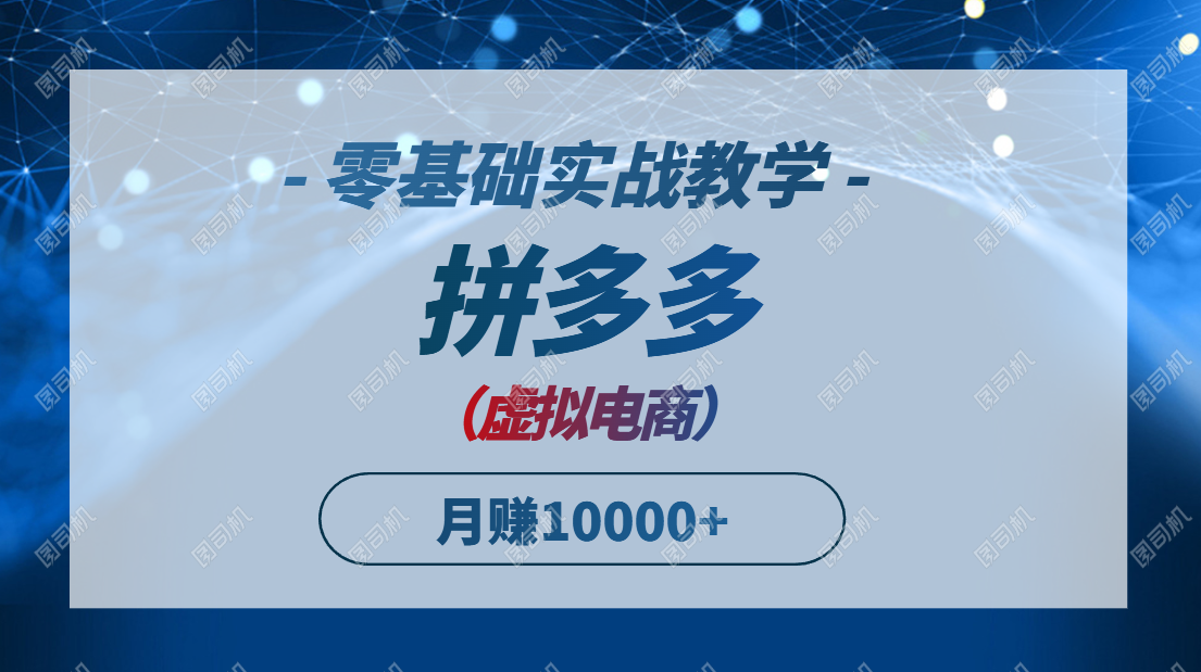 (14880期)拼多多虚拟电商,零基础实战教学,快速打爆商品,新手也能月入10000+-一起发