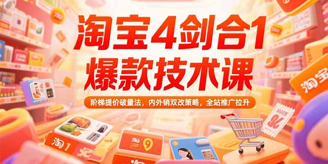 （15415期）淘宝4剑合1爆款技术课，阶梯提价破量法，内外销双改策略，全站推广拉升-一起发