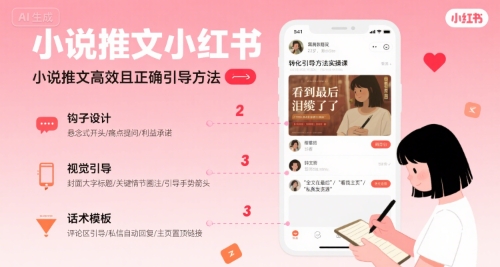 小说推文小红书高转化引导方法实操课，小说推文高效且正确引导方法-一起发