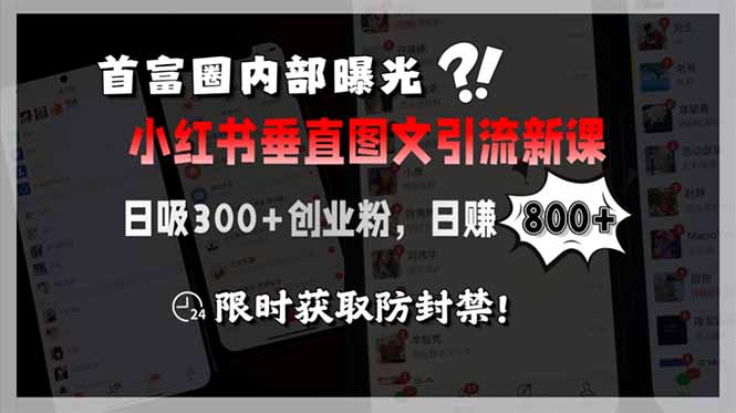 （15313期）首富圈内部曝光小红书垂直图文引流新课，日吸300+创业粉，日赚800+，限…-一起发