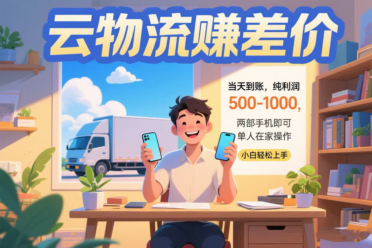 (15492期)云物流赚差价 当天到账纯利润500-1000 两部手机即可 可单人在家操作 小…-一起发