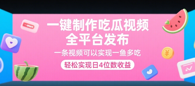 一键制作吃瓜视频，全平台发布，一条视频可以实现一鱼多吃，轻松实现日4位数收益【揭秘】-一起发