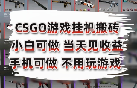 CSGO游戏挂G搬砖，小白纯手机即可操作，不用电脑打游戏，日入3张+，副业网创项目【揭秘】-一起发