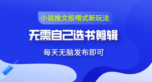 小说推文视频投喂新玩法:无需自己选书剪辑,领取视频发布即可,可批量操作-一起发