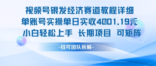 视频号银发经济赛道单账号实操单日实收1k+，小白轻松上手长期项目-一起发