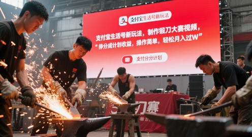 支付宝生活号新玩法,制作锻刀大赛视频,挣分成计划收益,操作简单,轻松月入过W-一起发