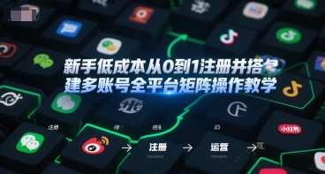新手低成本从0到1注册并搭建多账号全平台矩阵操作教学,手机号-邮箱-IP-工具-一起发