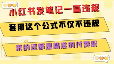 小红书发笔记一直违规,套用这个公式不仅不违规,来的还都是精准的付费粉-一起发