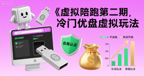 虚拟陪跑第二期,冷门优盘虚拟玩法,不违规,利润可观-一起发