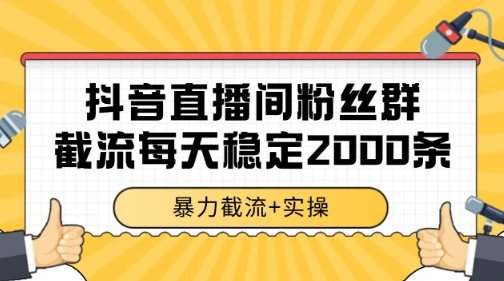 抖音直播间粉丝群暴力截流，一台电脑每天稳定2000条数据【揭秘】-一起发