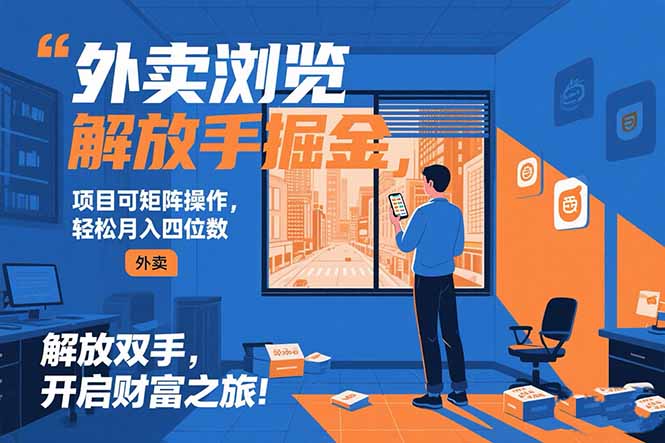 (15440期)外卖浏览掘金项目 可矩阵操作 轻松日入500+-一起发