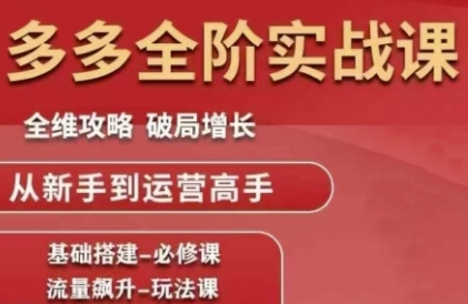 拼多多全阶实战课程，全维攻略，破局增长，从新手到运营高手-一起发