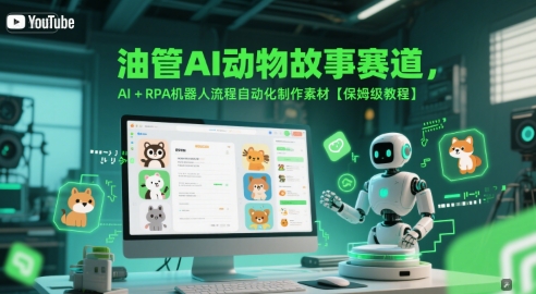 油管AI动物故事赛道，AI+RPA机器人流程自动化制作素材【保姆级教程】-一起发