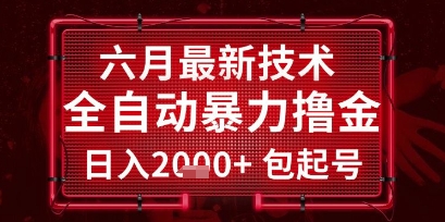 六月最新技术全自动暴力撸金,稳定日入2k+包起号,长期稳定【揭秘】-一起发