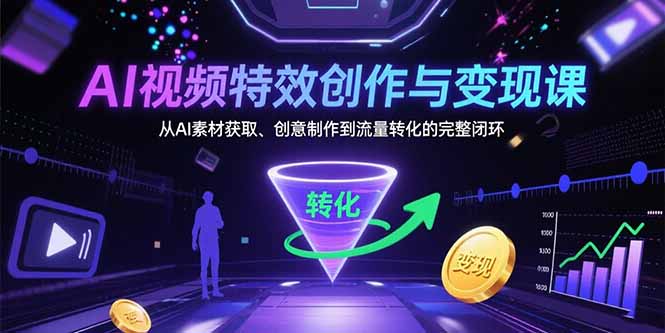 （15587期）AI视频特效创作与变现课：从AI素材获取、创意制作到流量转化的完整闭环-一起发