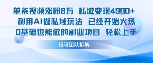单条视频私域变现4.9k+利用AI做私域玩法 已经开始火热0基础也能做的副业项目轻松上手-一起发