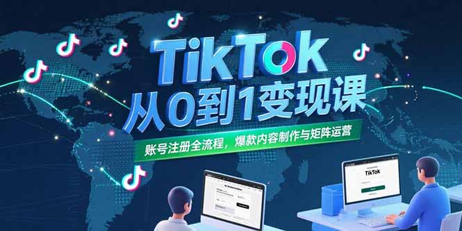 （15346期）TikTok从0到1变现课，账号注册全流程，爆款内容制作与矩阵运营-一起发