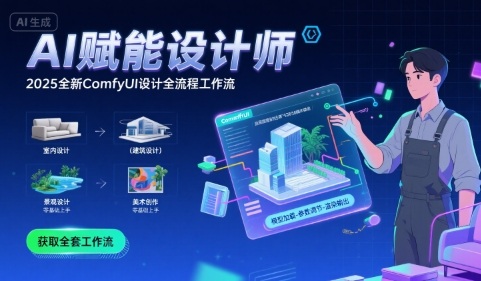 AI赋能设计师, 2025全新comfyui设计全流程工作流 ,室内-建筑-景观-美术,零基础直接上手-一起发
