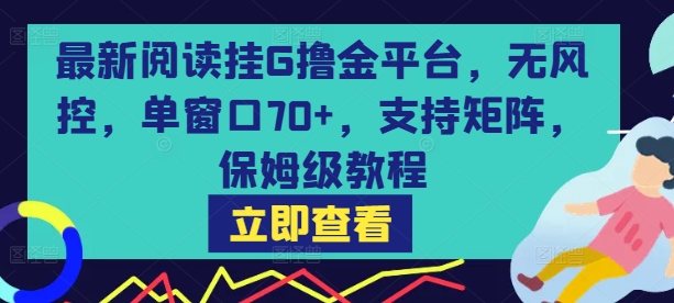 最新阅读挂G撸金平台,无风控,单窗口70+,支持矩阵,保姆级教程【揭秘】-一起发