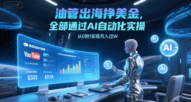 油管出海挣美金,全部通过AI自动化实操,从0到1实现月入过W-一起发