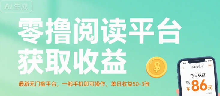 零撸阅读平台获取收益，最新无门槛平台，一部手机即可操作，单日收益50-3张【揭秘】-一起发