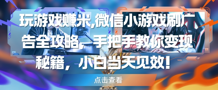 玩游戏挣米,微信小游戏刷广告全攻略,手把手教你变现秘籍,小白当天见效-一起发