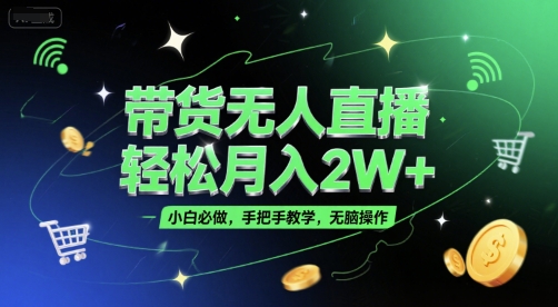 带货无人直播,轻松月入2W+,小白必做,手把手教学,无脑操作(附学习资料)-一起发