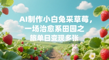 AI制作小白兔采草莓,一场治愈系田园之旅单日变现多张-一起发