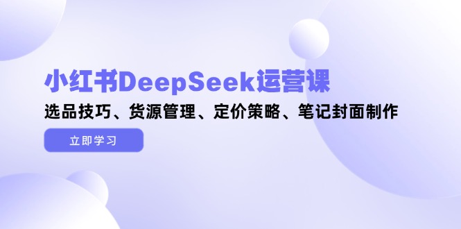 （14748期）小红书DeepSeek运营课，选品技巧、货源管理、定价策略、笔记封面制作-一起发