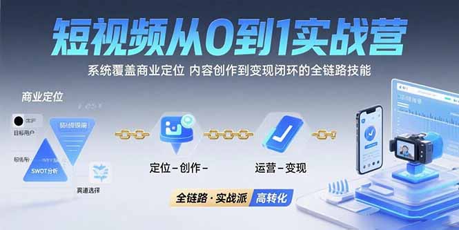 （15570期）短视频从0到1的实战营：系统覆盖商业定位,内容创作到变现闭环的全链路技能-一起发
