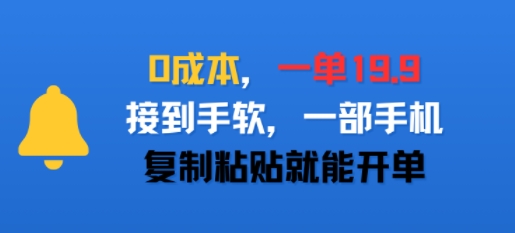 0成本,一单19.9,接到手软,一部手机,复制粘贴就能开单-一起发