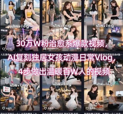 30万W粉治愈系爆款视频,AI复刻独居女孩动漫日常Vlog,4步做出温暖百W人的视频-一起发