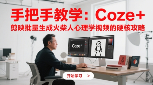 手把手教学：Coze + 剪映批量生成火柴人心理学视频的硬核攻略-一起发