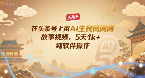 在头条号上用AI生民间故事视频,5天1k+,纯软件操作-一起发