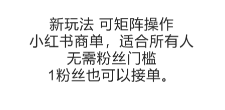 可矩阵操作,小红书商单新玩法,适合所有人,无需粉丝门槛,1粉丝也可以接单-一起发