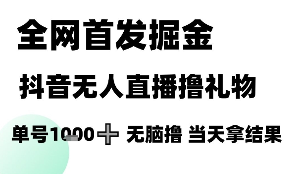 全网首发掘金抖音无人直播撸礼物，单号1k +无脑撸，当天拿结果【揭秘】-一起发