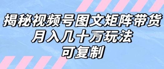 解密视频号图文矩阵带货，月入几个W的打法，可复制-一起发