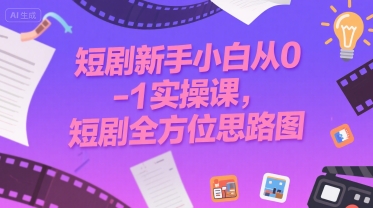 短剧新手小白从0-1实操课,短剧全方位思路图-一起发