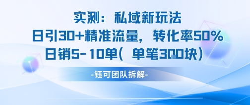 实测私域新玩法日引30加精准流量转化率50%日销5-10单每笔3张-一起发
