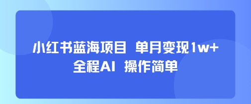 小红书蓝海项目 单月变现1w+ 全程AI 操作简单-一起发