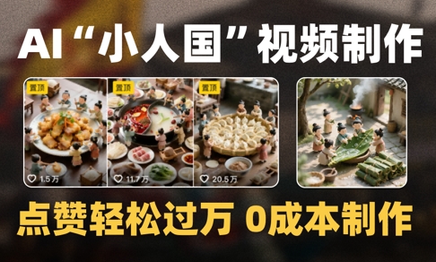 爆款1000W+播放微缩景观迷你小人国AI视频0成本制作全流程教学-一起发